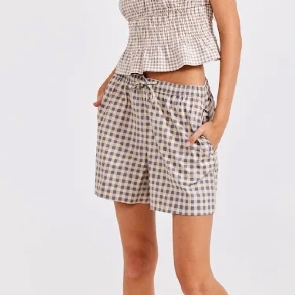 NWT WeWoreWhat Cotton Boxer Short in Whisper White Check Gingham - Picture 4 of 8